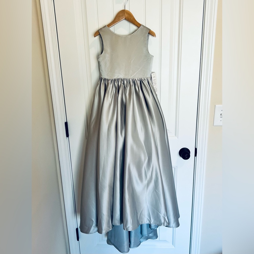 BABARONI Satin Flower Girl Dress - Silver - Picture 4 of 7